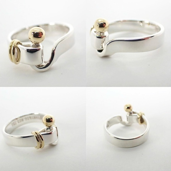 Tiffany & Company Hook and Eye Ring| 925 Silver| 18k Gold - Picture 3 of 4